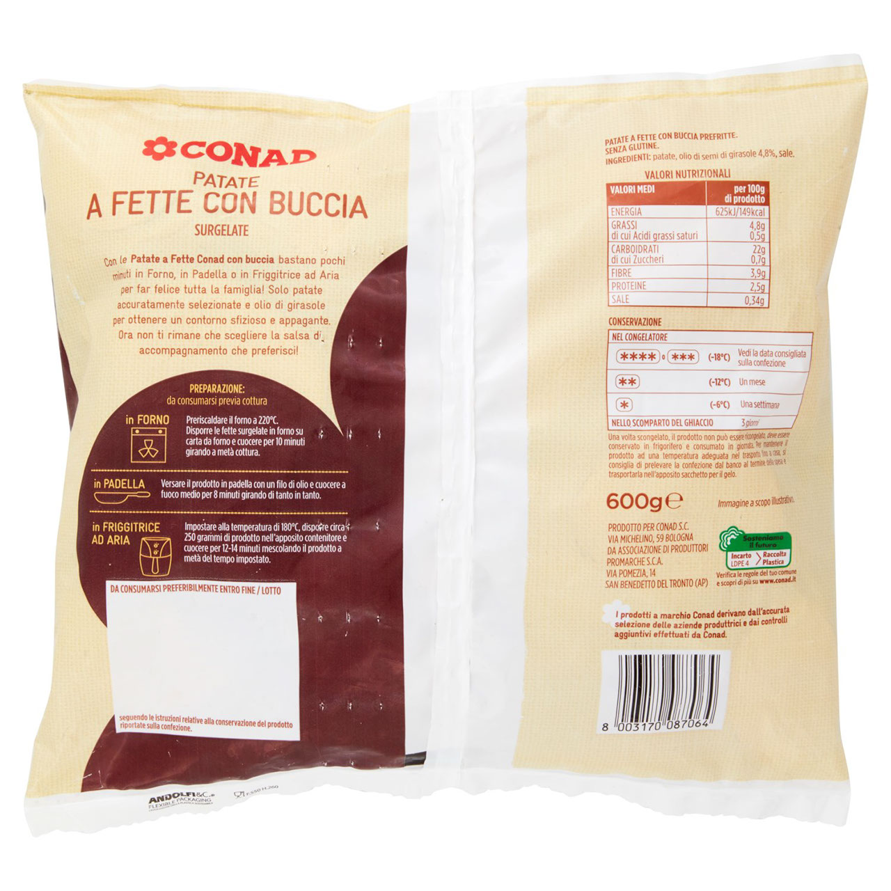 Patate a fette con buccia Conad in vendita online