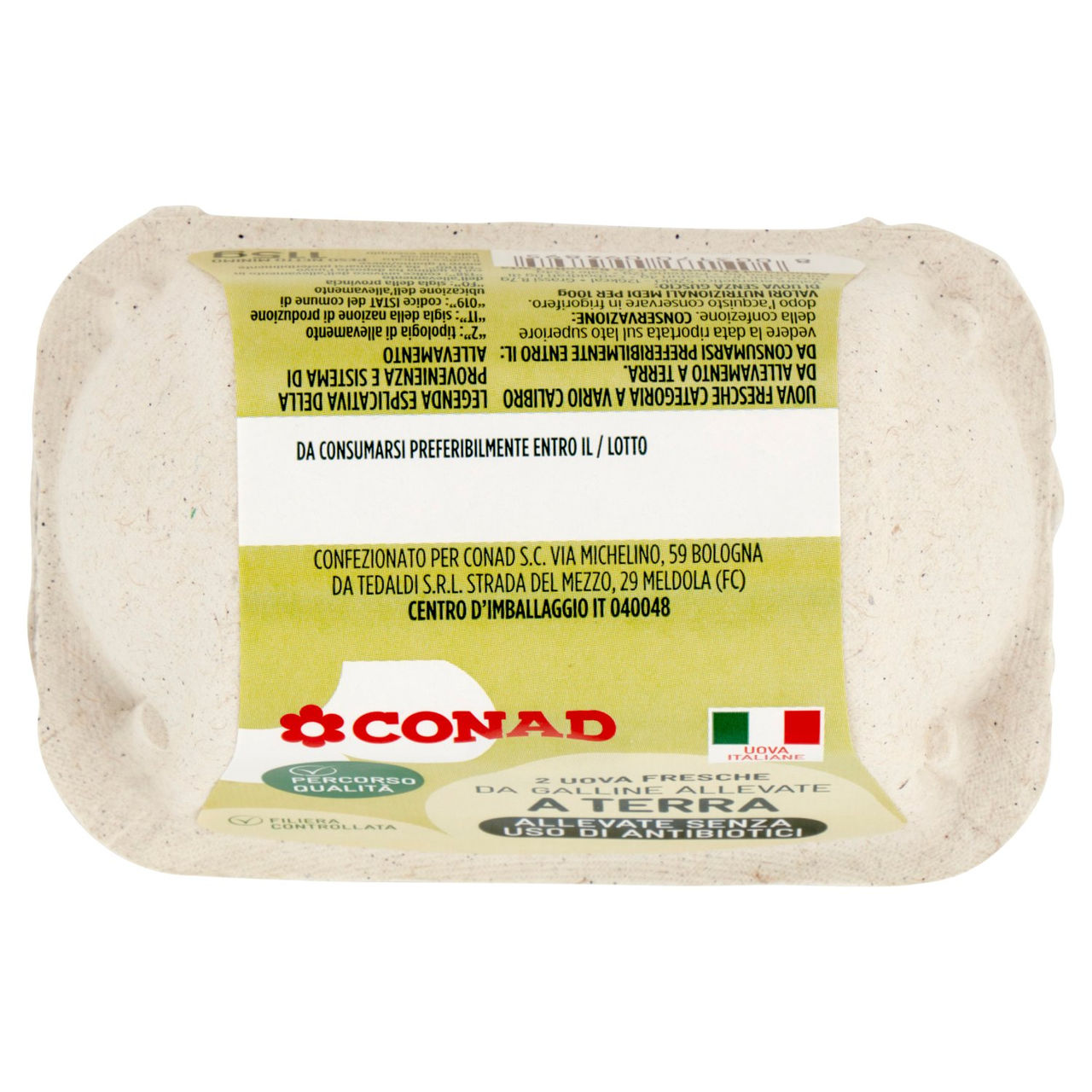 CONAD Percorso Qualità 2 Uova Fresche da Galline Allevate a Terra Allevate Senza Uso di Antibiotici