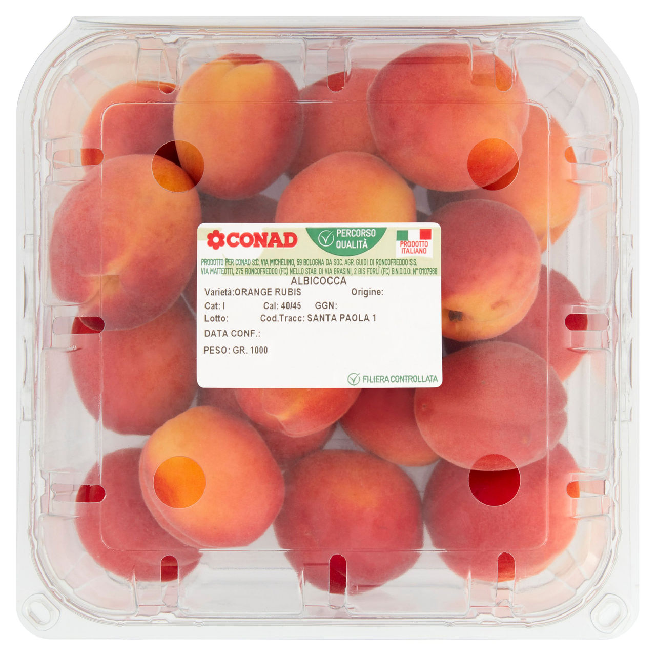 CONAD Percorso Qualità Albicocca Orange Rubis Italia Cal: 40/45 1000 g