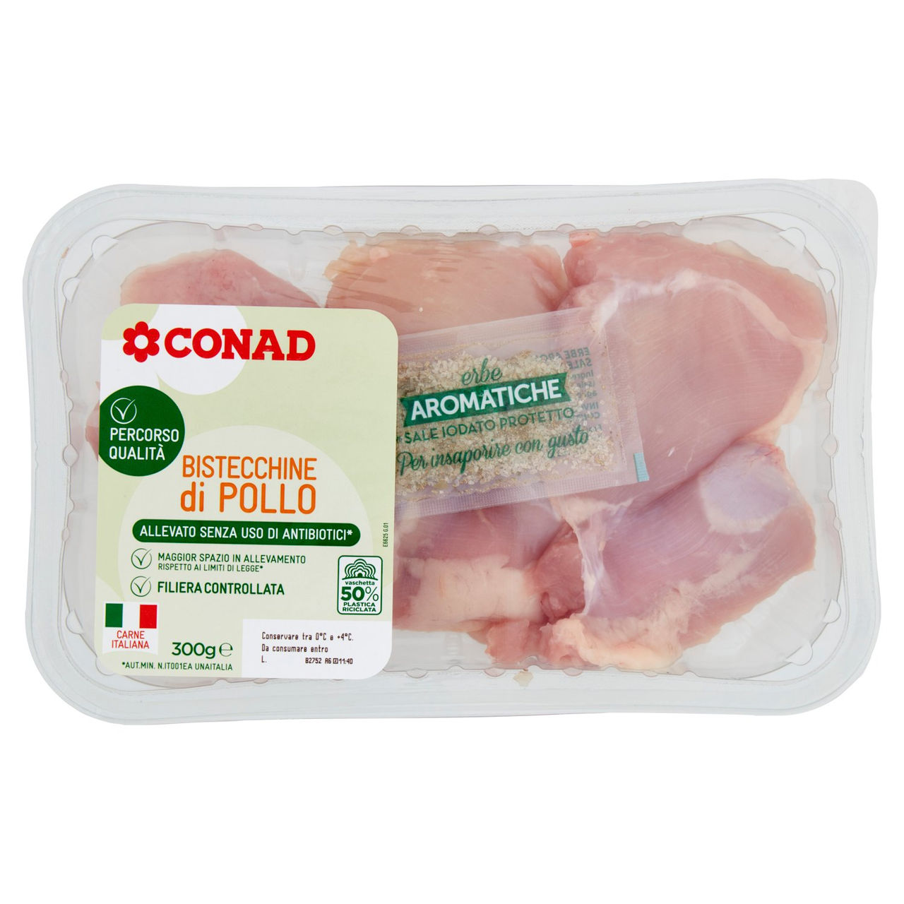 CONAD Percorso Qualità Allevato Senza Uso di Antibiotici* Bistecchine di Pollo 300 g