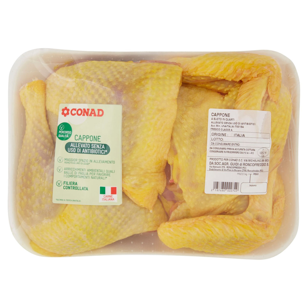 CONAD Percorso Qualità Allevato senza uso di antibiotici Cappone a Busto in Quarti