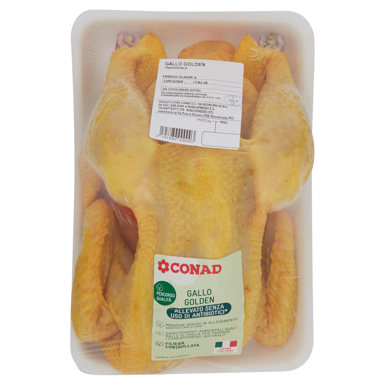 CONAD PERCORSO QUALITÀ Allevato senza uso di antibiotici Gallo Golden Tradizionale