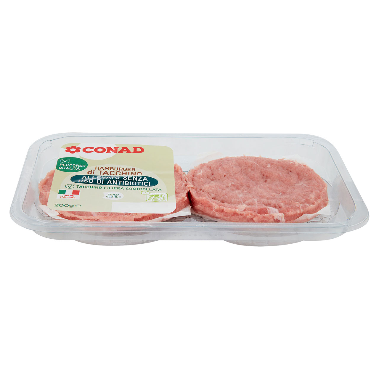 CONAD Percorso Qualità Allevato senza uso di antibiotici Hamburger di Tacchino 200 g