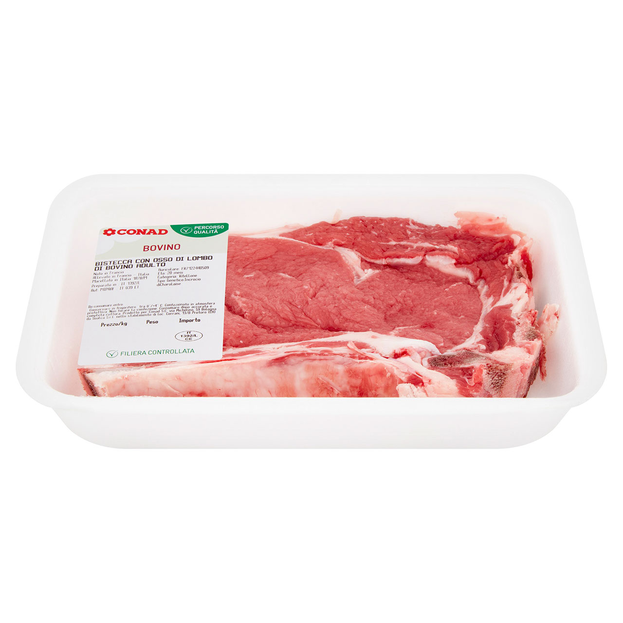CONAD Percorso Qualità Bistecca con Osso di Lombo di Bovino Adulto