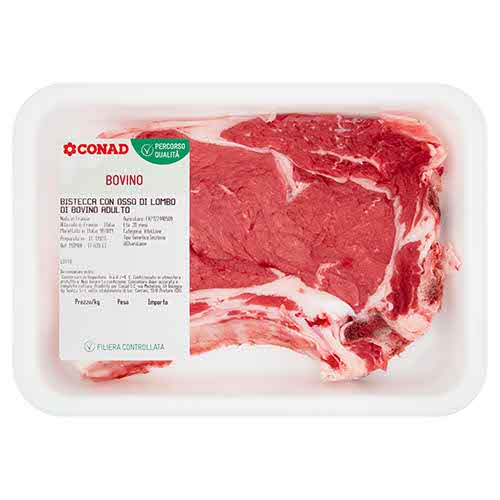 CONAD Percorso Qualità Bistecca con Osso di Lombo di Bovino Adulto