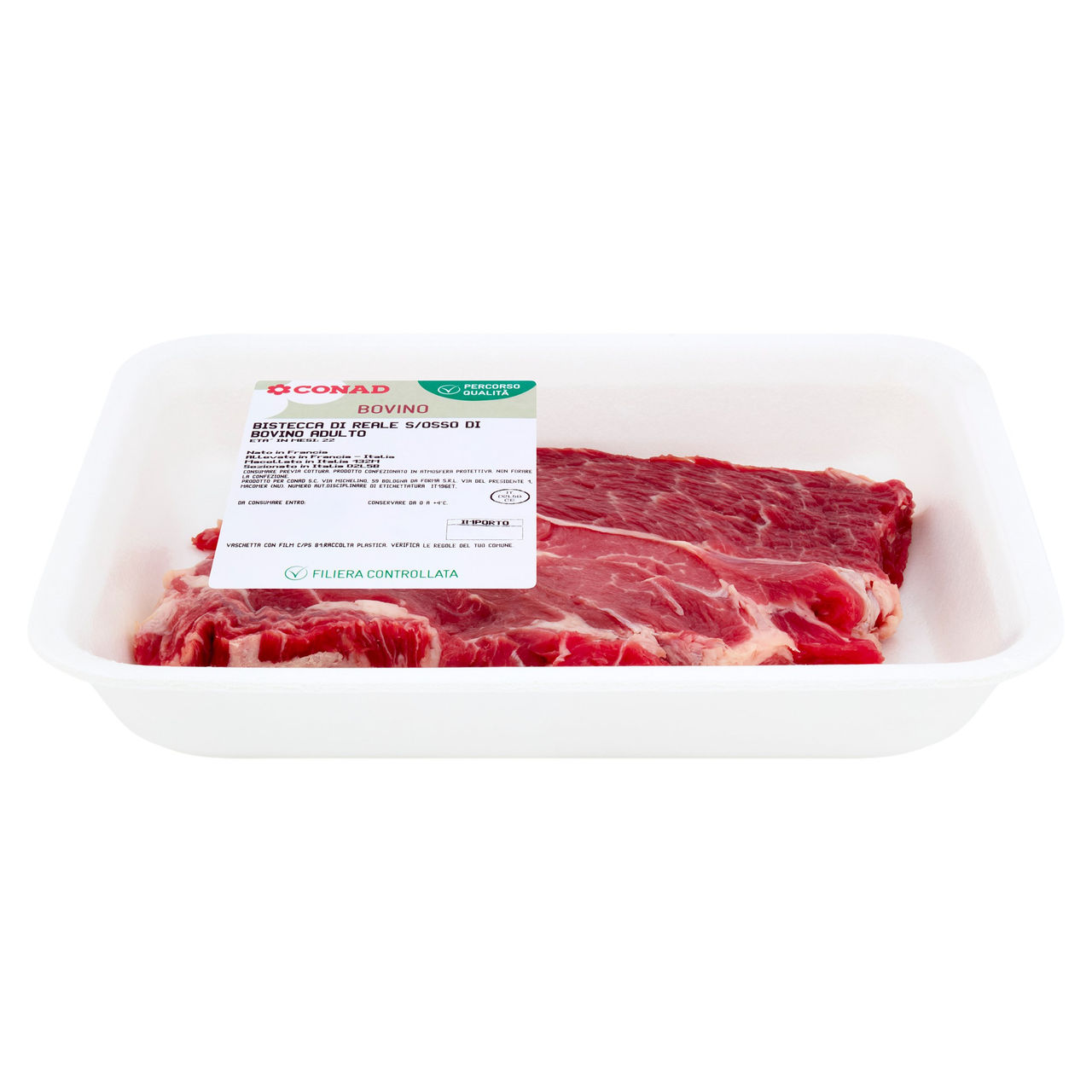 CONAD Percorso Qualità Bistecca di Reale S/Osso di Bovino Adulto