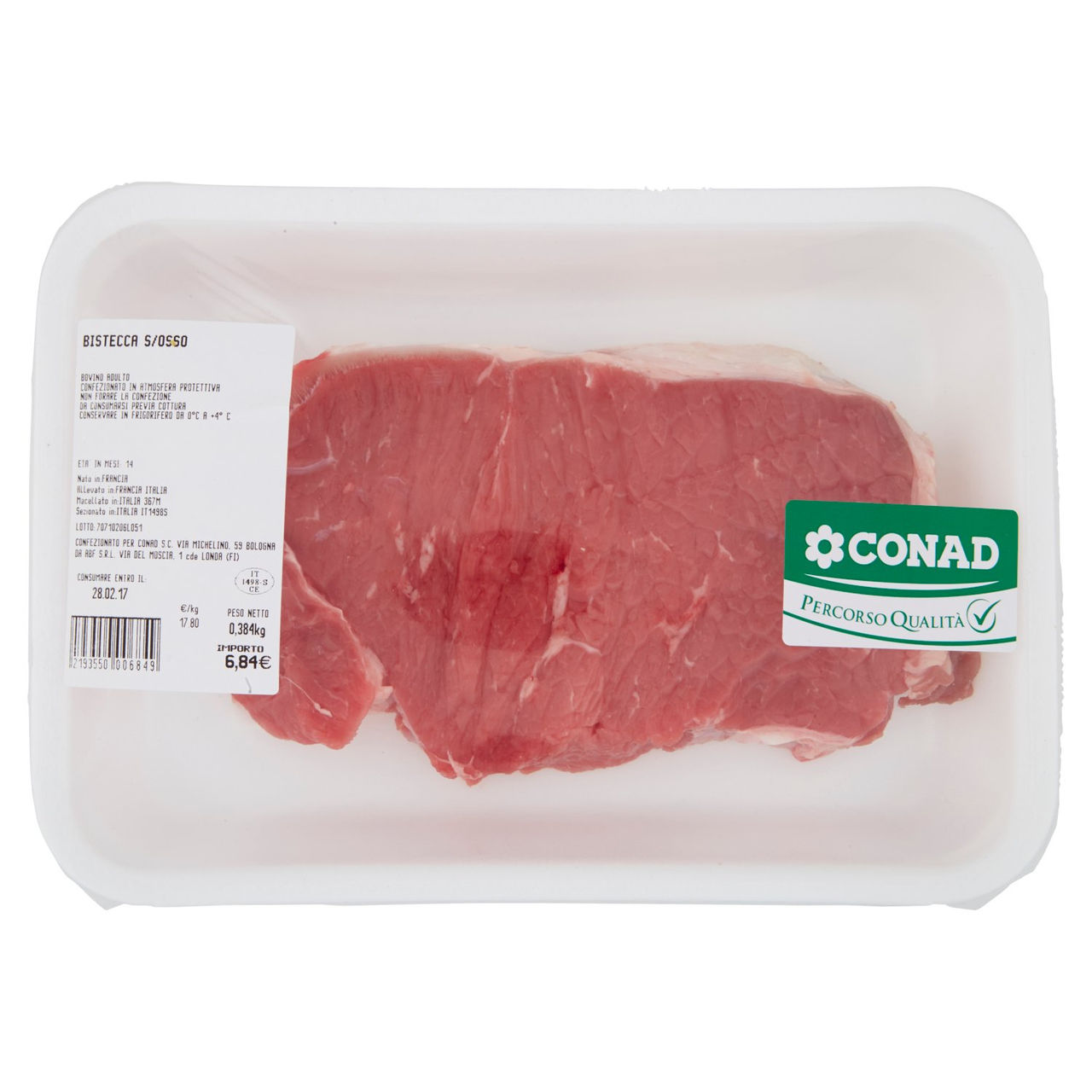 CONAD Percorso Qualità Bistecca Disossata di Bovino Adulto