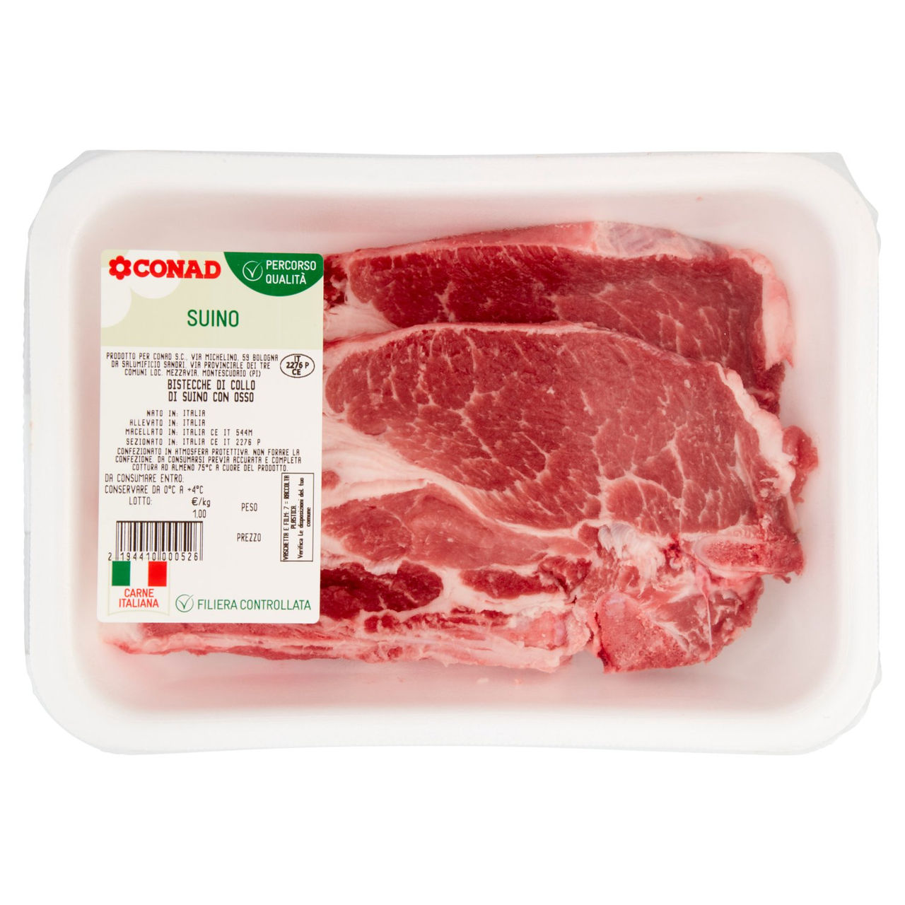 CONAD Percorso Qualità Bistecche di Collo di Suino con Osso
