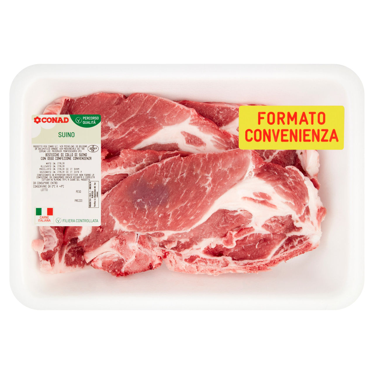 CONAD Percorso Qualità Bistecche di Collo di Suino con Osso Confezione Convenienza