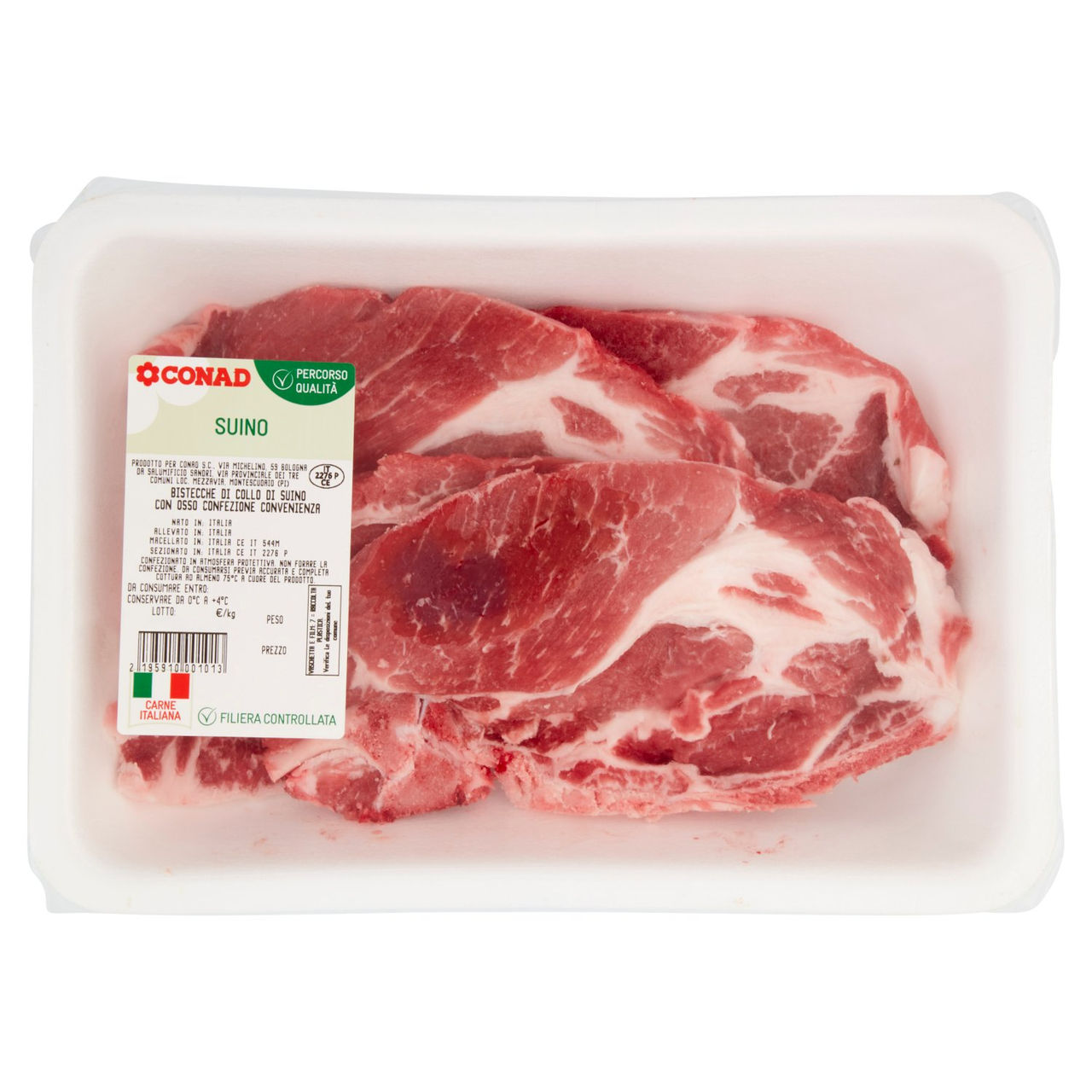 CONAD Percorso Qualità Bistecche di Collo di Suino con Osso Confezione Convenienza