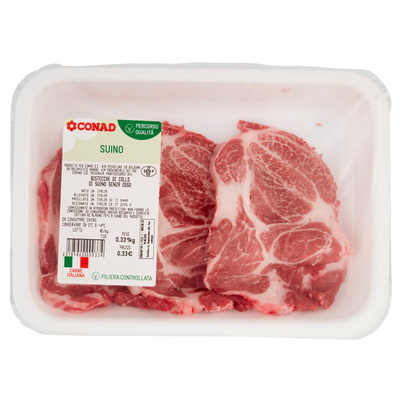 CONAD Percorso Qualità Bistecche di Collo di Suino Senza Osso