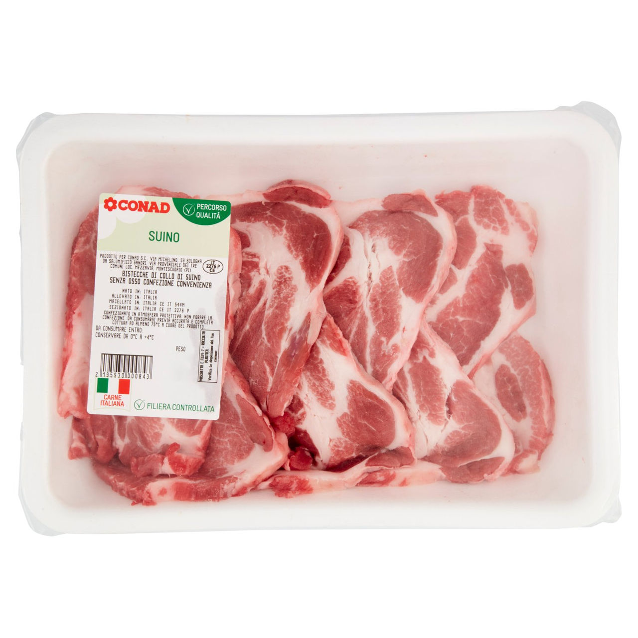 CONAD Percorso Qualità Bistecche di Collo di Suino Senza Osso Confezione Convenienza