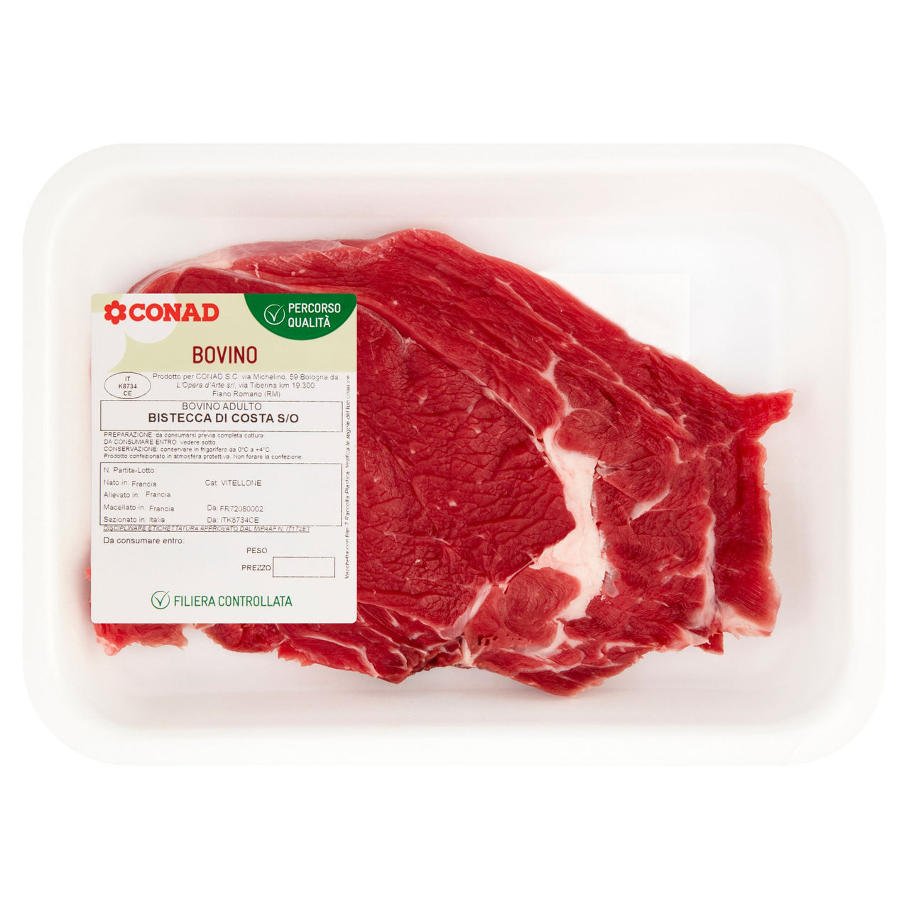 CONAD Percorso Qualità Bovino Adulto Bistecca di Costa S/O