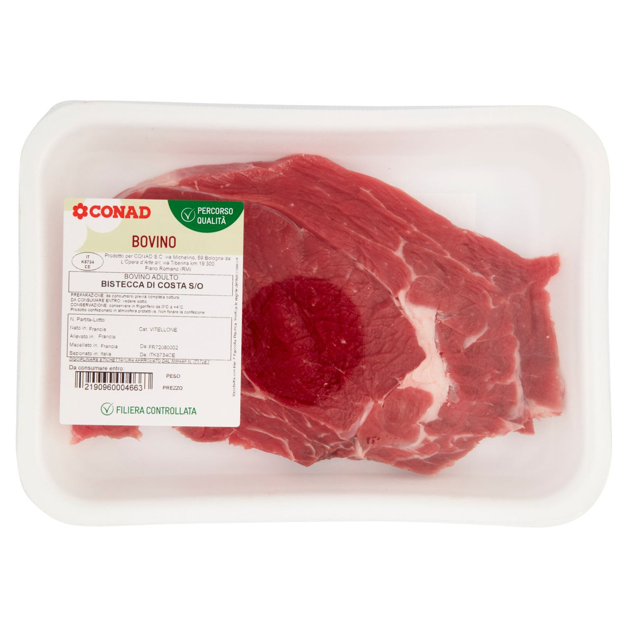 CONAD Percorso Qualità Bovino Adulto Bistecca di Costa S/O