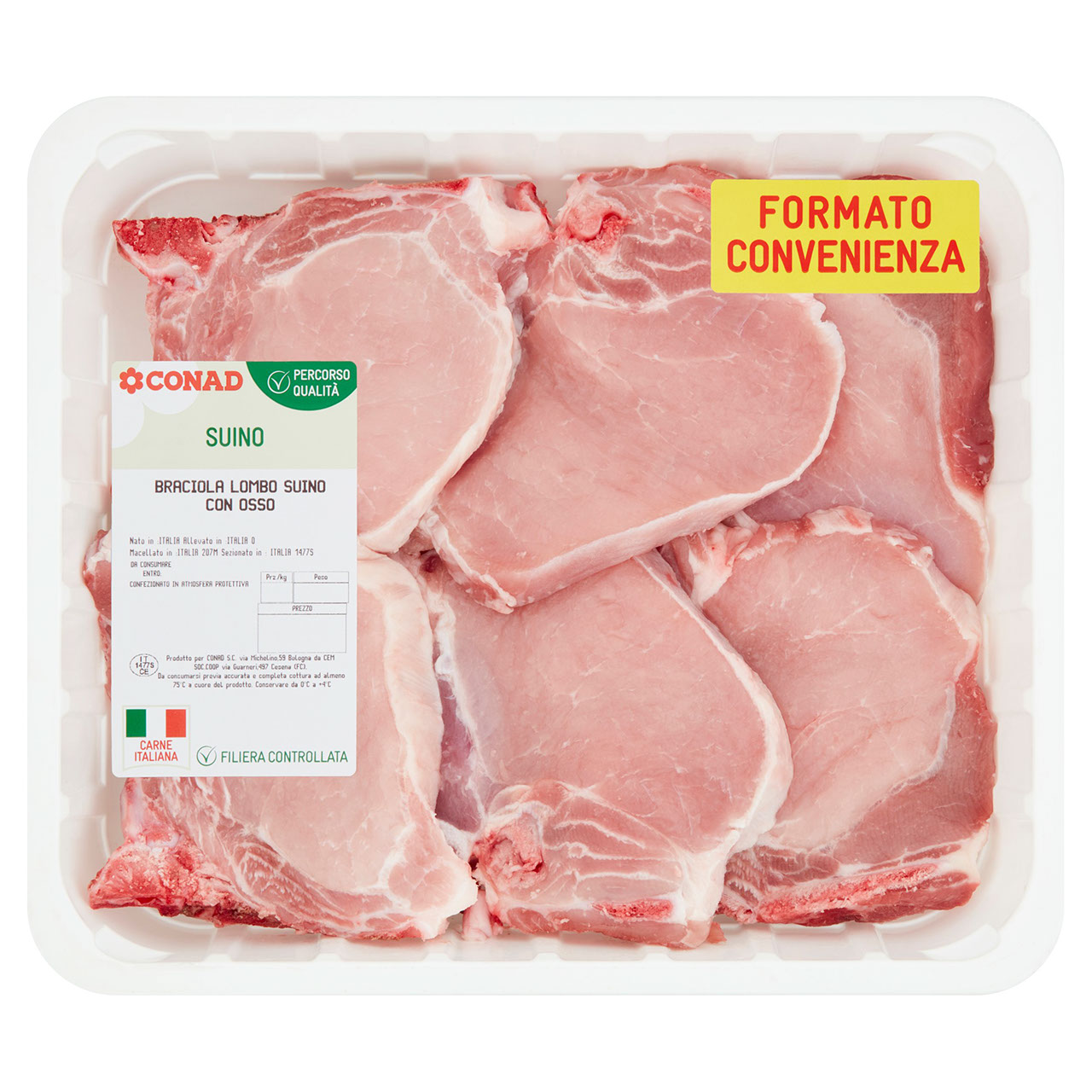 CONAD Percorso Qualità Braciola Lombo Suino con Osso Formato Convenienza