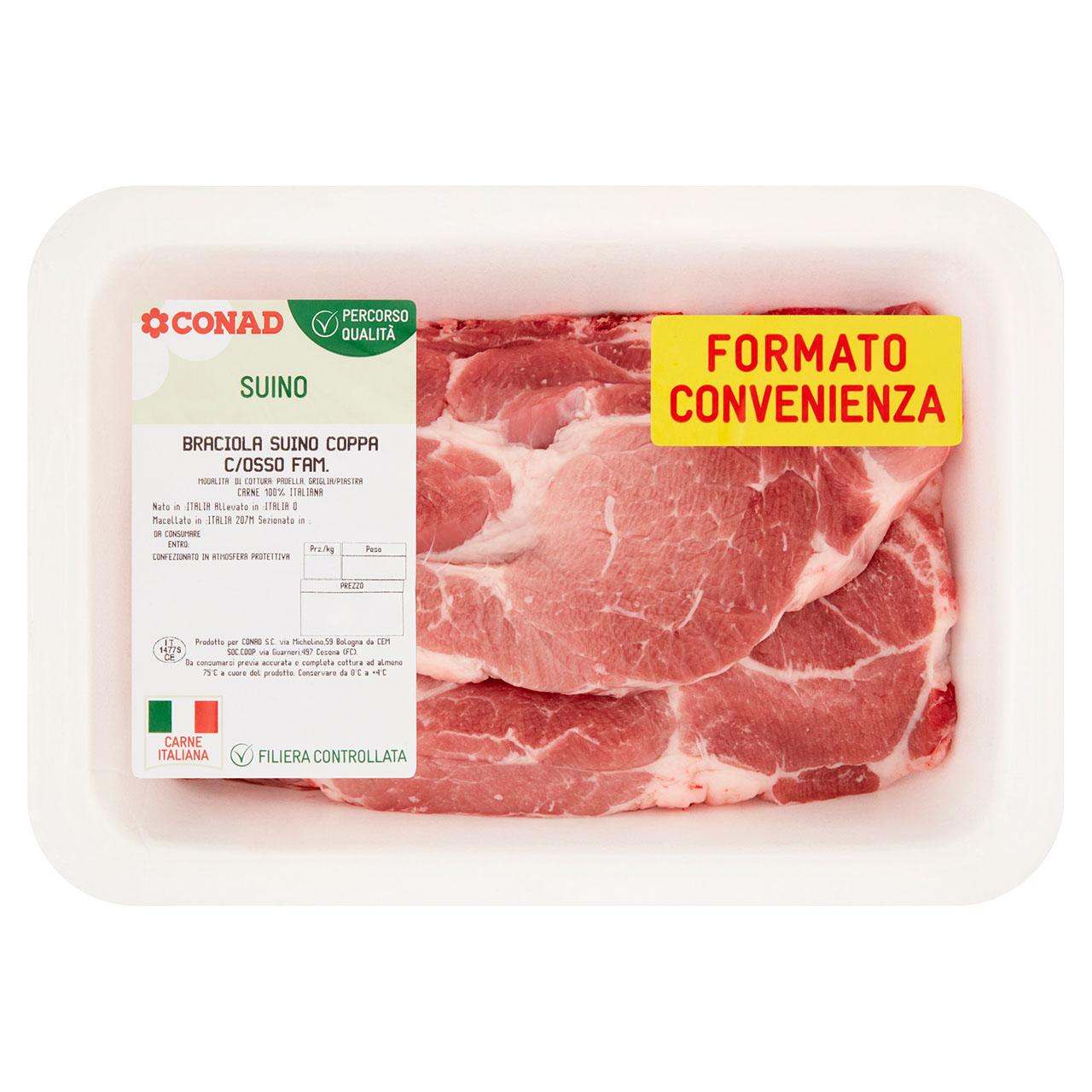 CONAD Percorso Qualità Braciola Suino Coppa c/Osso Formato Convenienza