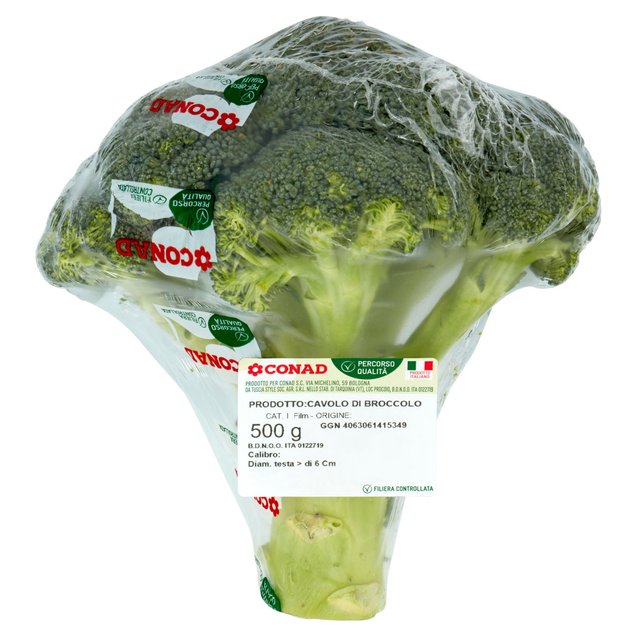 CONAD Percorso Qualità Cavolo di Broccolo Italia Cal.: Diam. testa > di 6 Cm 500 g