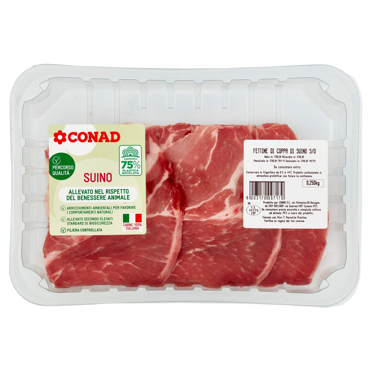 CONAD Percorso Qualità Fettine di Coppa di Suino S/O benessere 0,250 kg