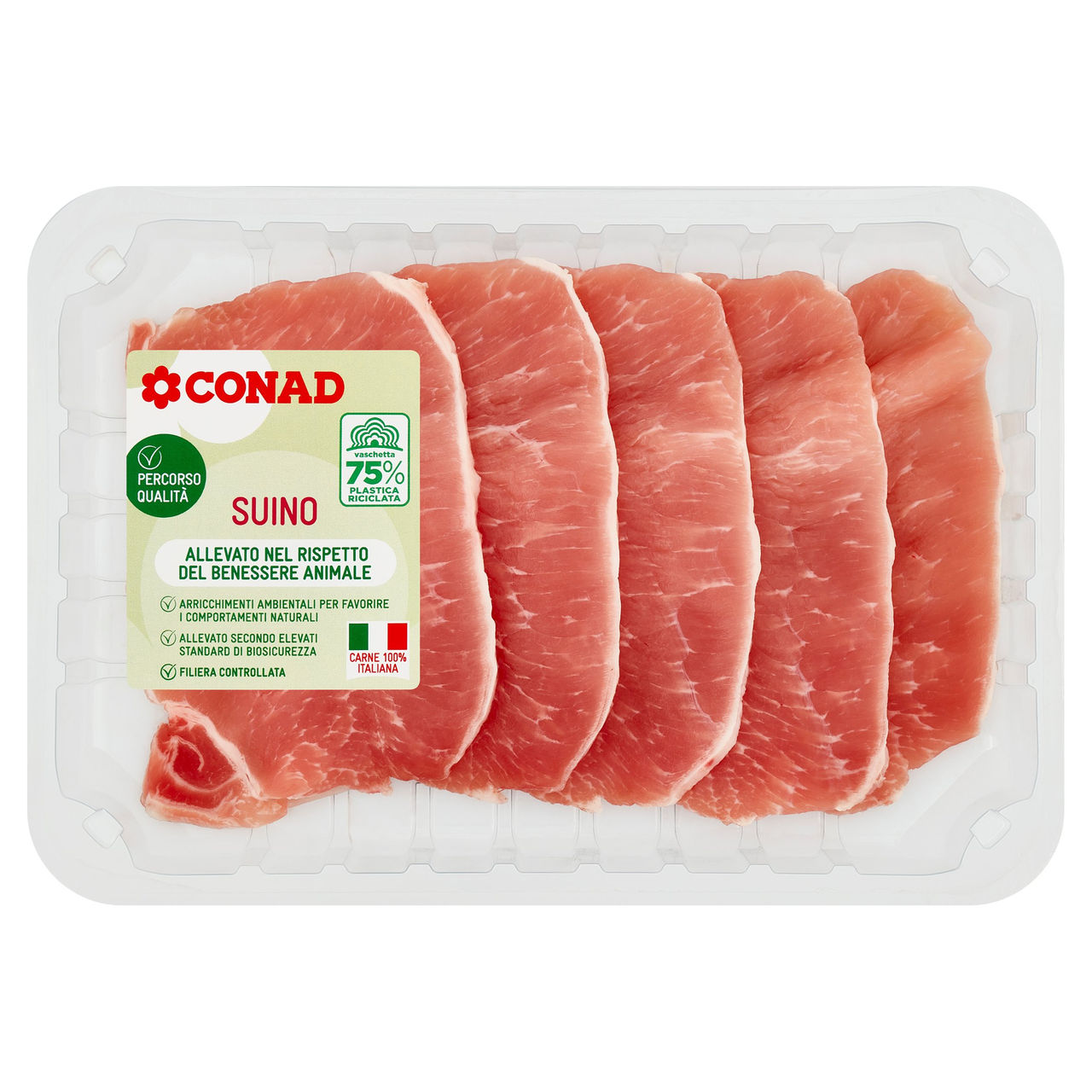 CONAD Percorso Qualità Fettine di Lonza di Suino benessere 0,250 kg