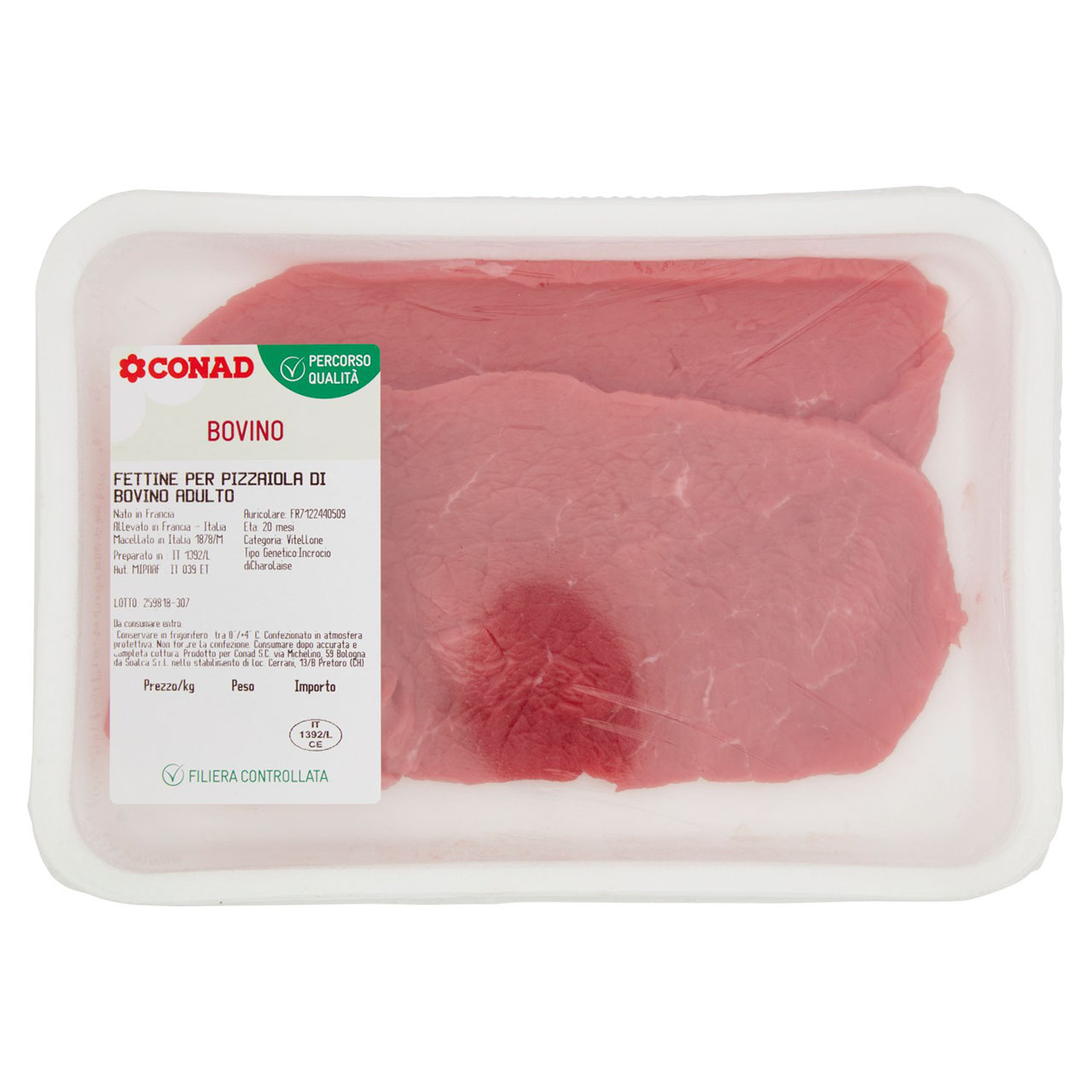 CONAD Percorso Qualità Fettine per Pizzaiola di Bovino Adulto