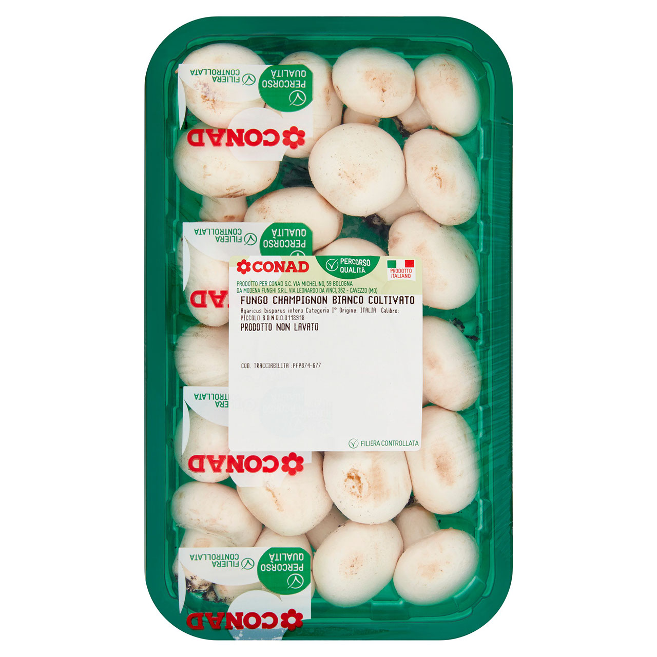 CONAD Percorso Qualità Fungo Champignon Bianco Coltivato Italia Cal. Piccolo 0,300 kg