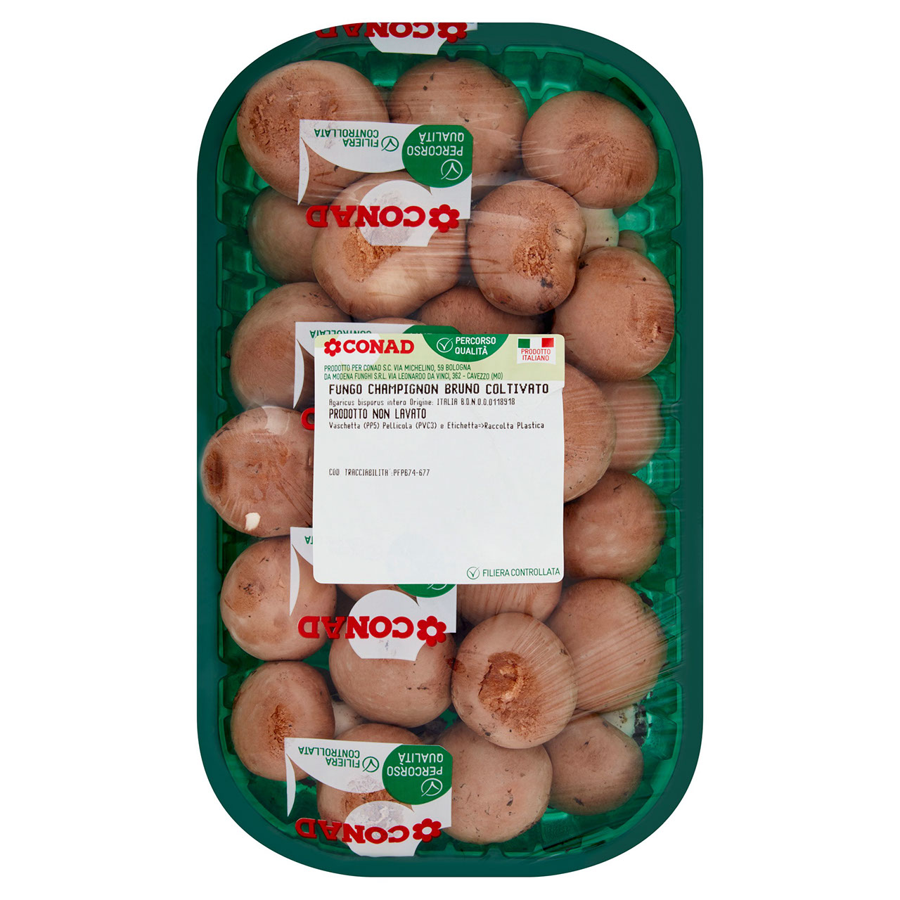 CONAD Percorso Qualità Fungo Champignon Bruno Coltivato Italia 0,500 kg