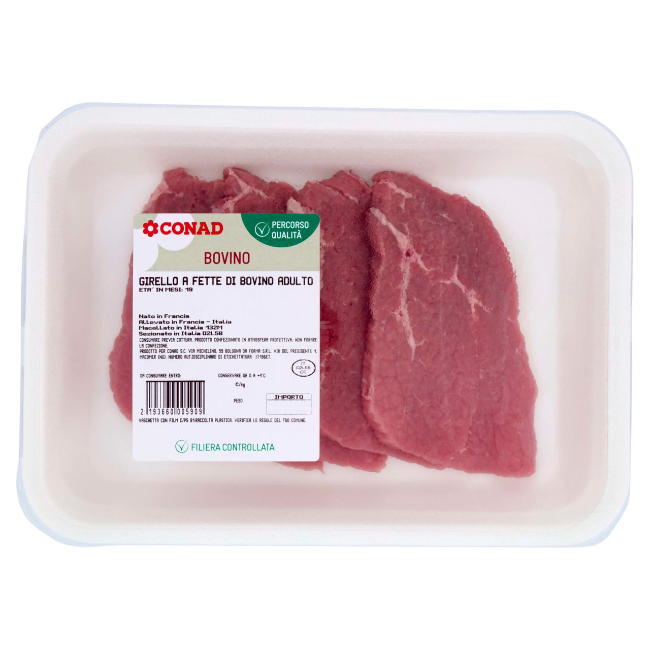 CONAD Percorso Qualità Girello a Fette di Bovino Adulto