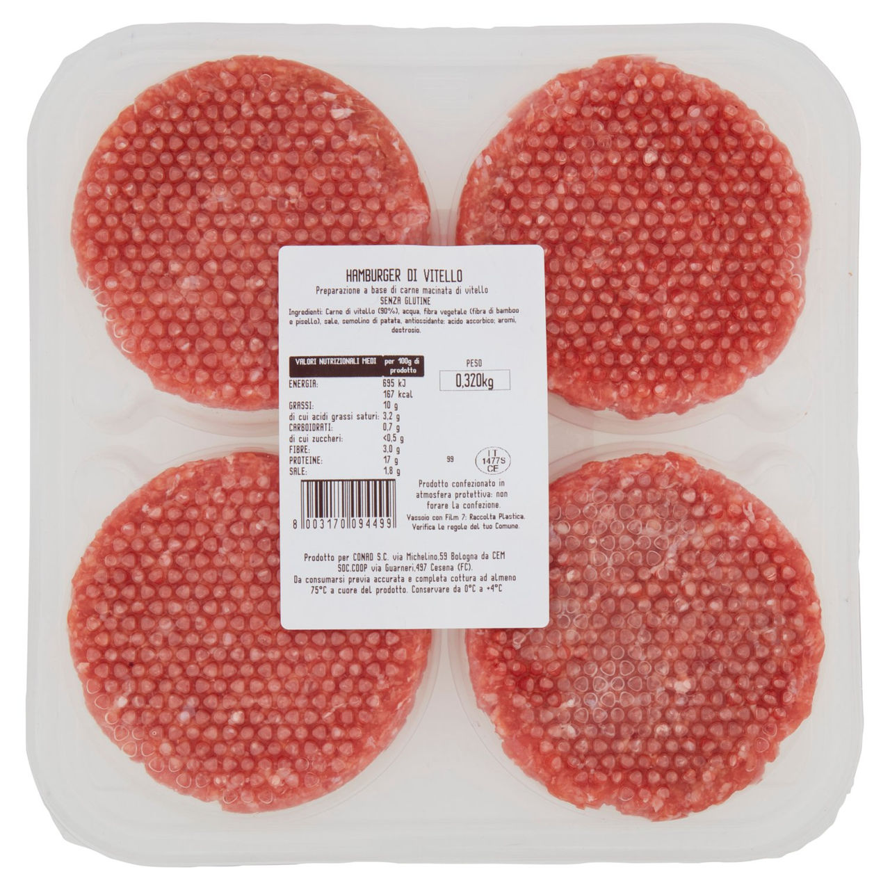 CONAD Percorso Qualità Hamburger di Vitello 4 x 80 g