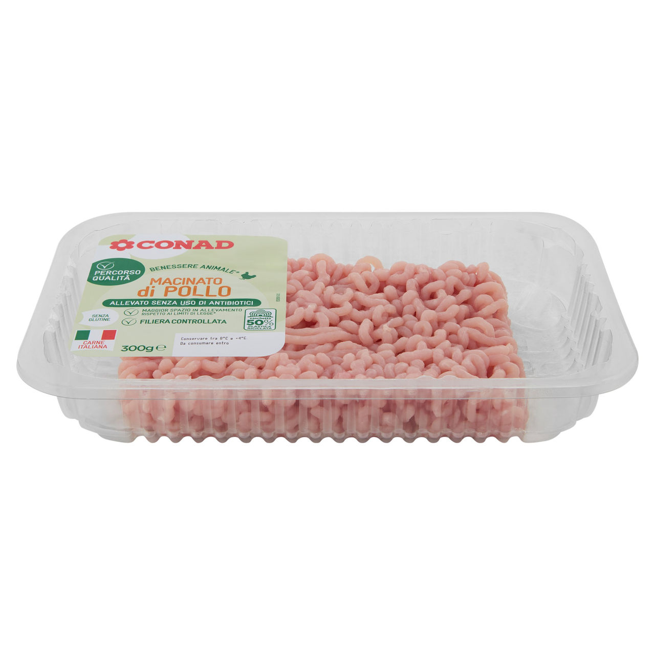 CONAD Percorso Qualità Macinato di Pollo Allevato Senza Uso di Antibiotici 300 g