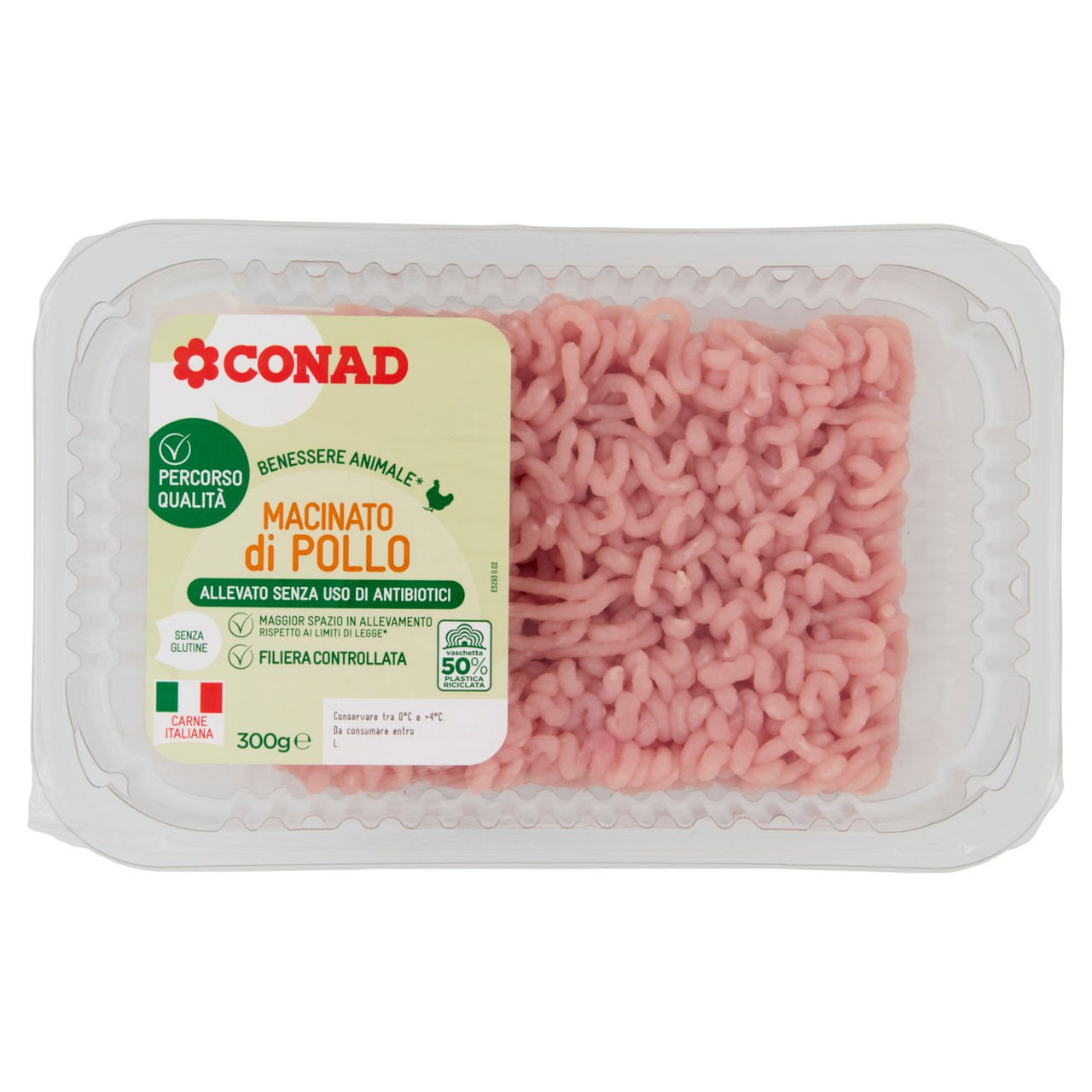 CONAD Percorso Qualità Macinato di Pollo Allevato Senza Uso di Antibiotici 300 g