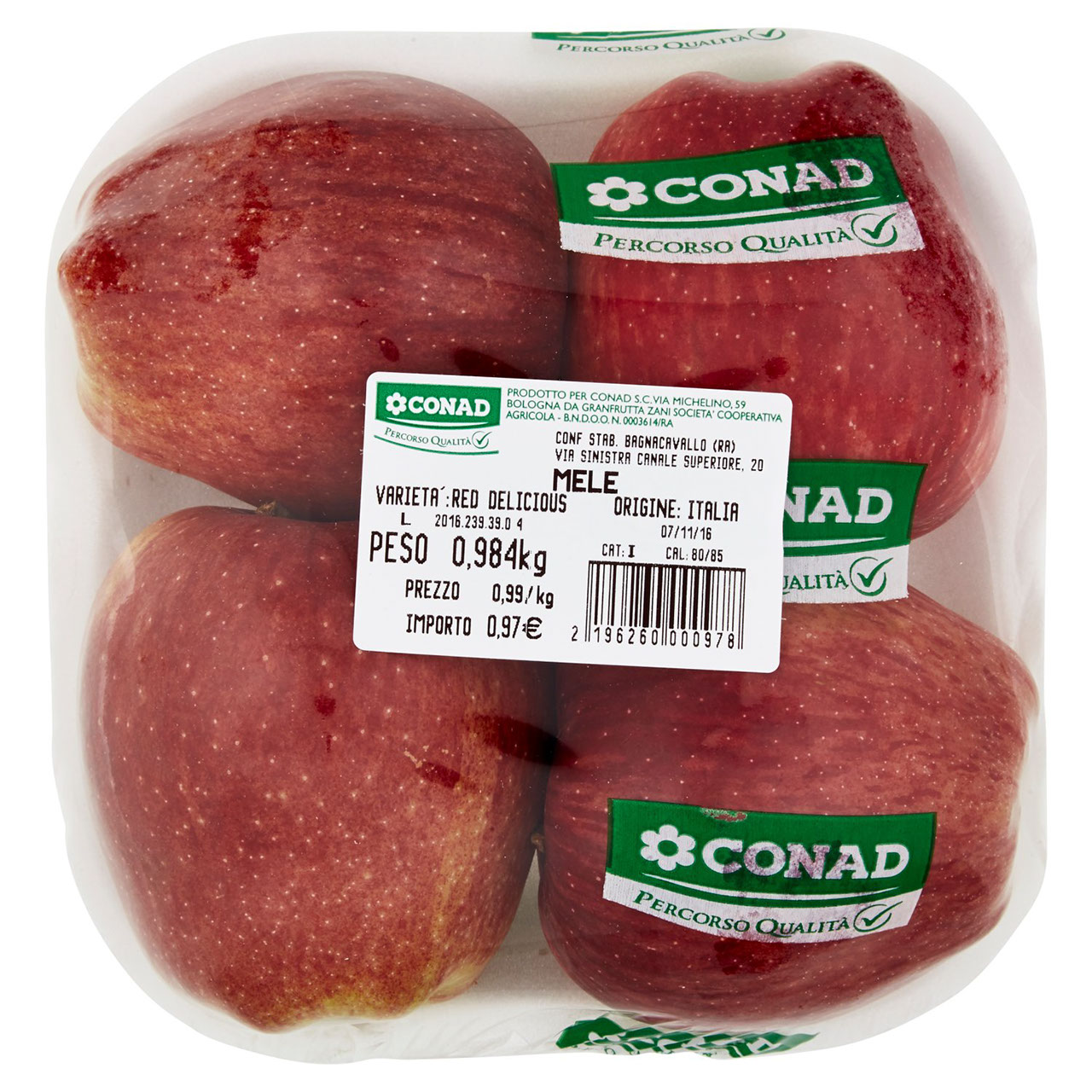 CONAD Percorso Qualità Mele Red Delicious Italia cal. 80/85