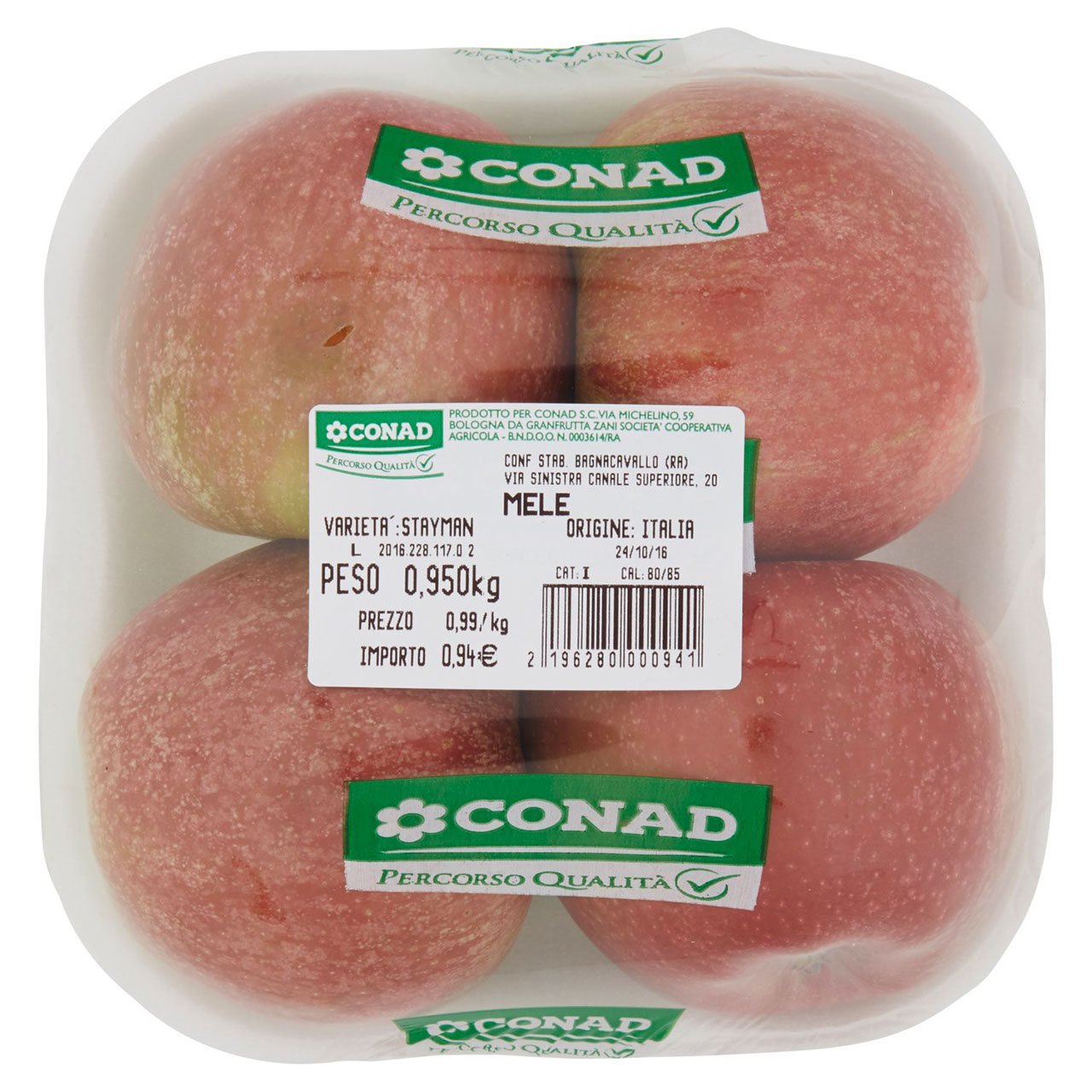 CONAD Percorso Qualità Mele Stayman Italia cal. 80/85
