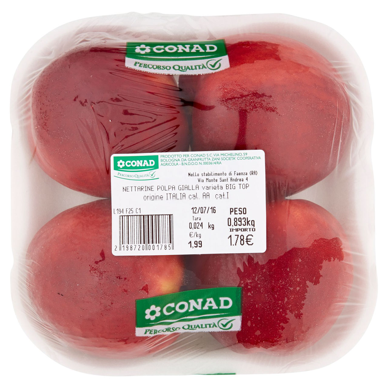 CONAD PERCORSO QUALITÀ Nettarine polpa gialla varietà Big Top Italia cal. AA