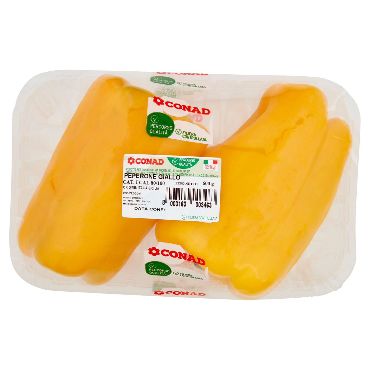 CONAD Percorso Qualità Peperone Giallo Italia Cal. 80/100 600 g