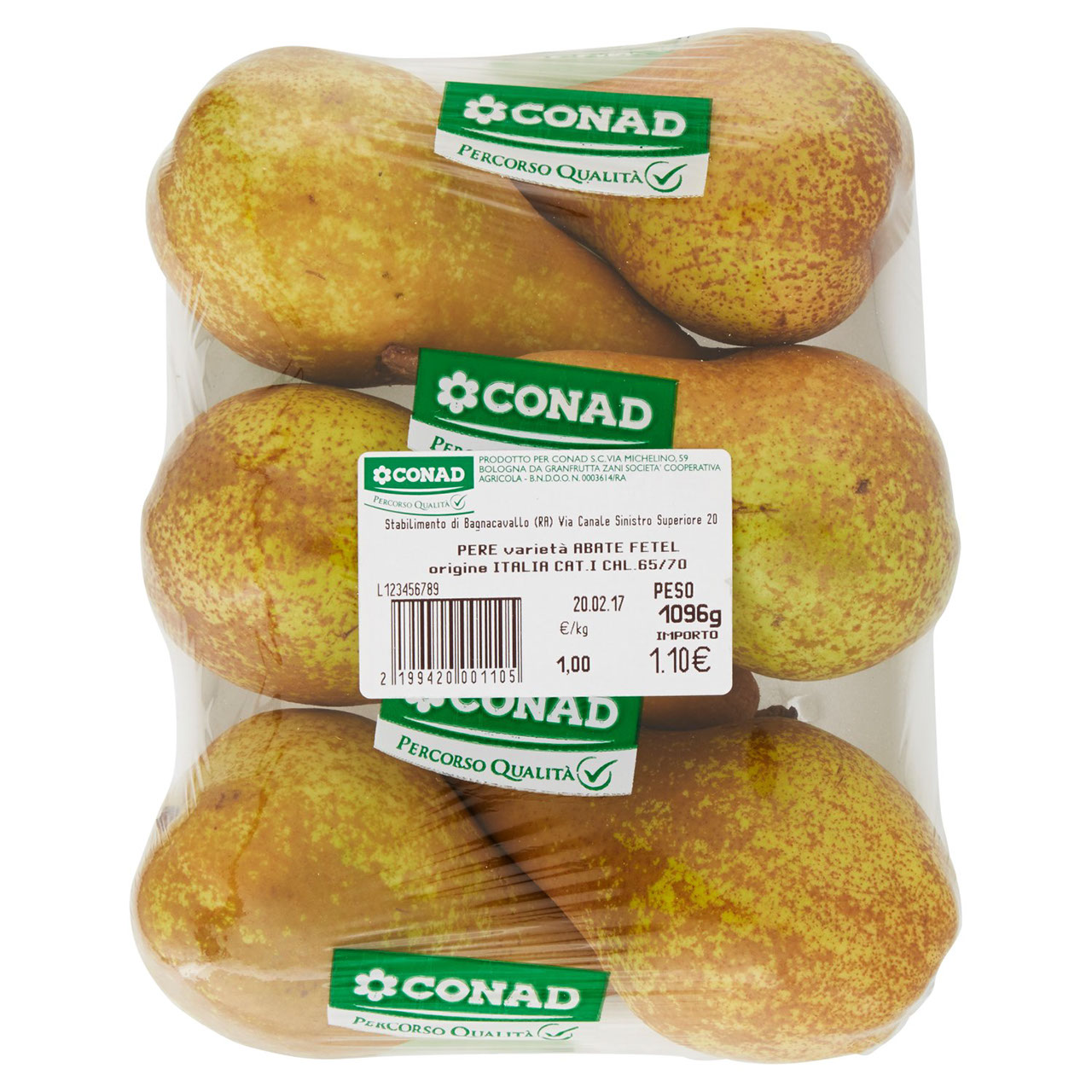 CONAD Percorso Qualità Pere Abate Fetel Italia cal. 65/70