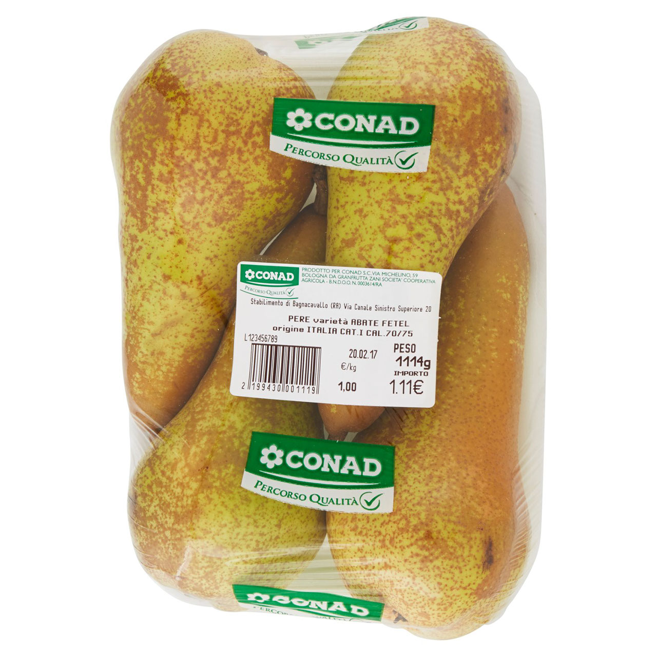 CONAD Percorso Qualità Pere Abate Fetel Italia cal. 70/75