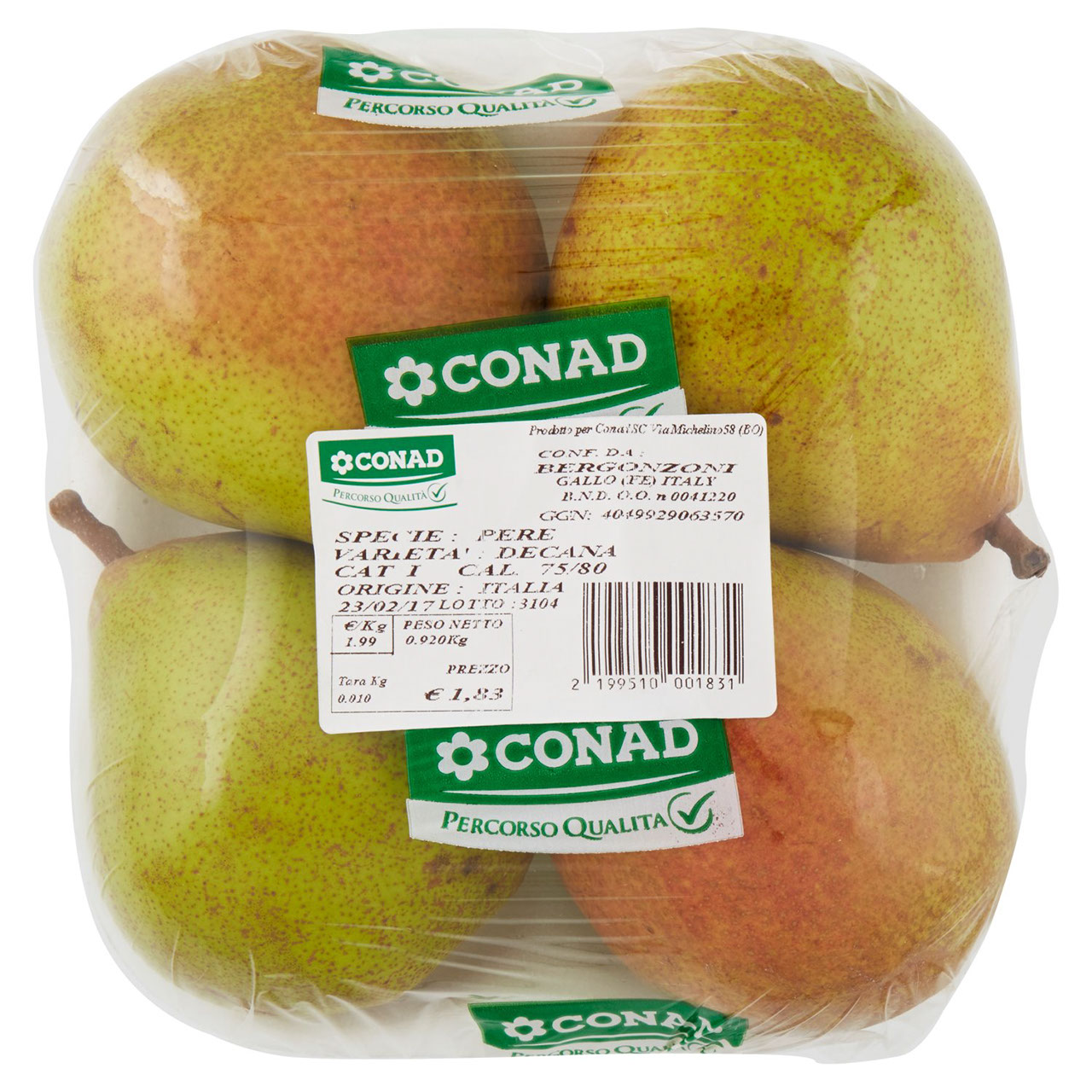 CONAD Percorso Qualità Pere Decana Italia cal. 75/80