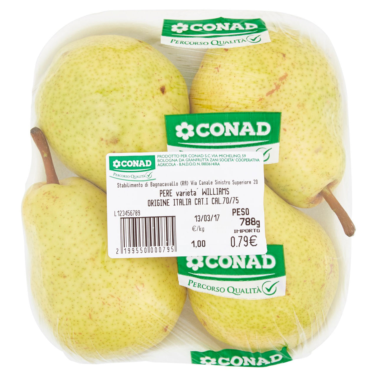 CONAD Percorso Qualità Pere Williams Italia cal. 70/75