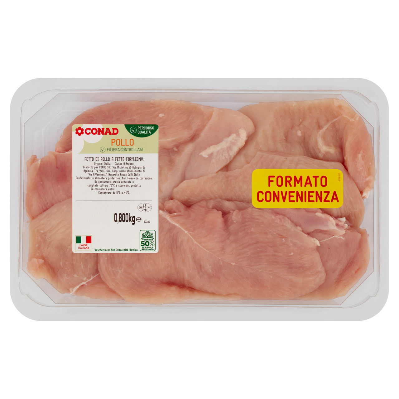 CONAD Percorso Qualità Petto di Pollo a Fette Form. Conv. 0,800 kg