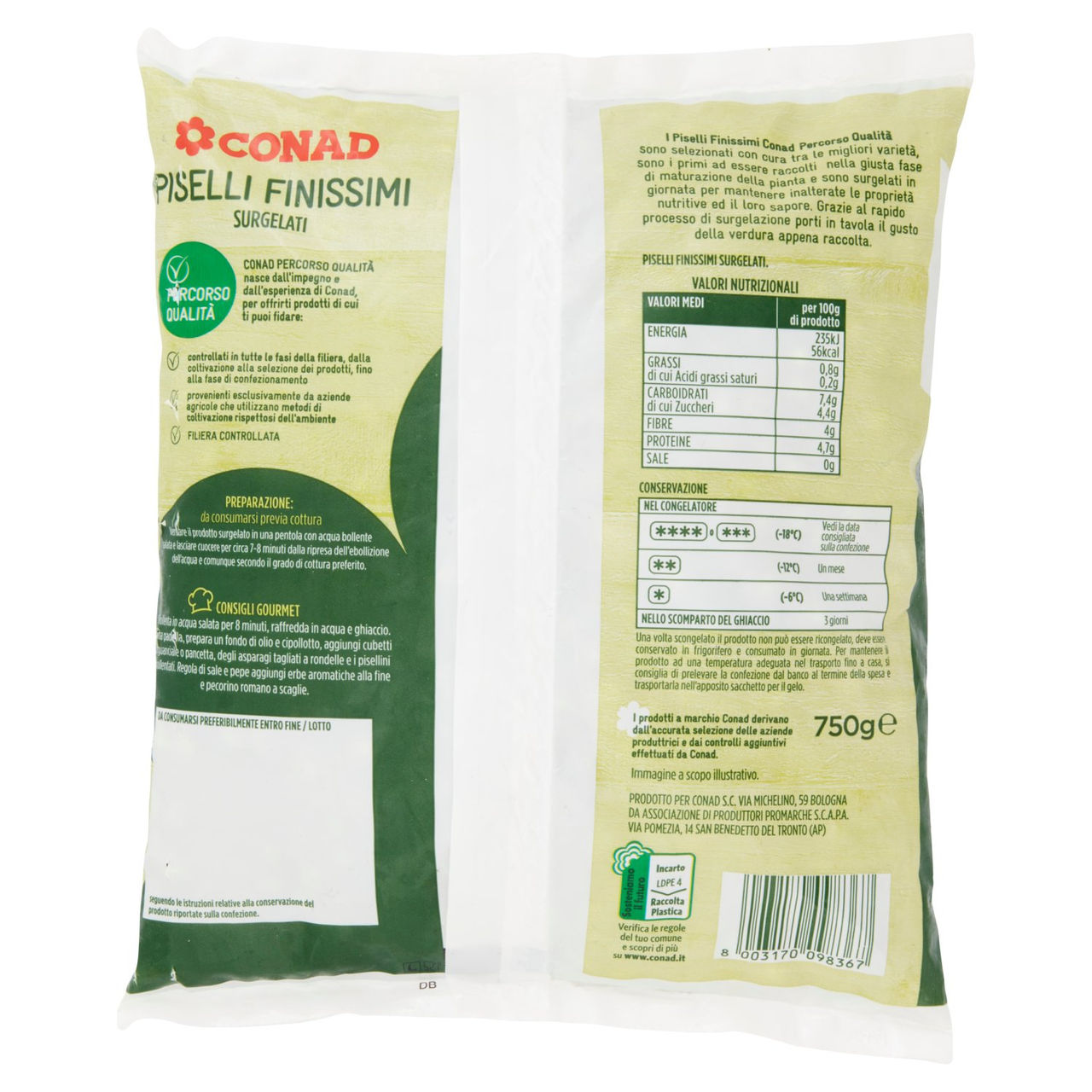 CONAD Percorso Qualità Piselli Finissimi Surgelati 750 g