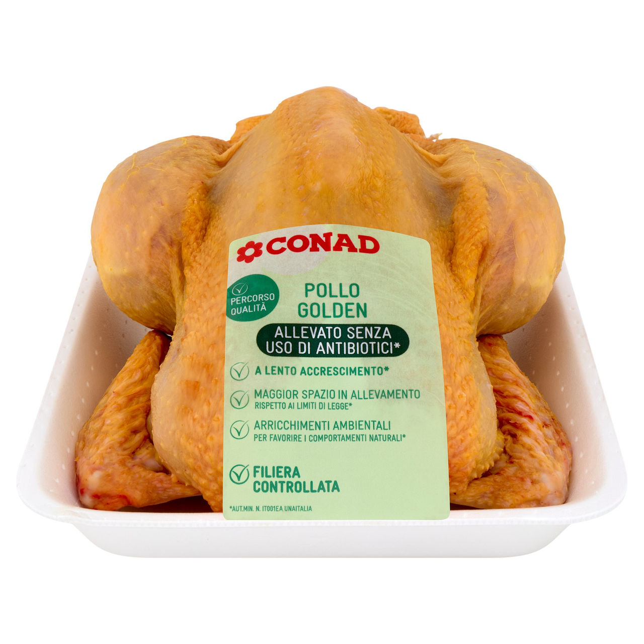CONAD Percorso Qualità Pollo Golden Allevato Senza Uso Antibiotici* Pollo Maschio Busto Eviscerato