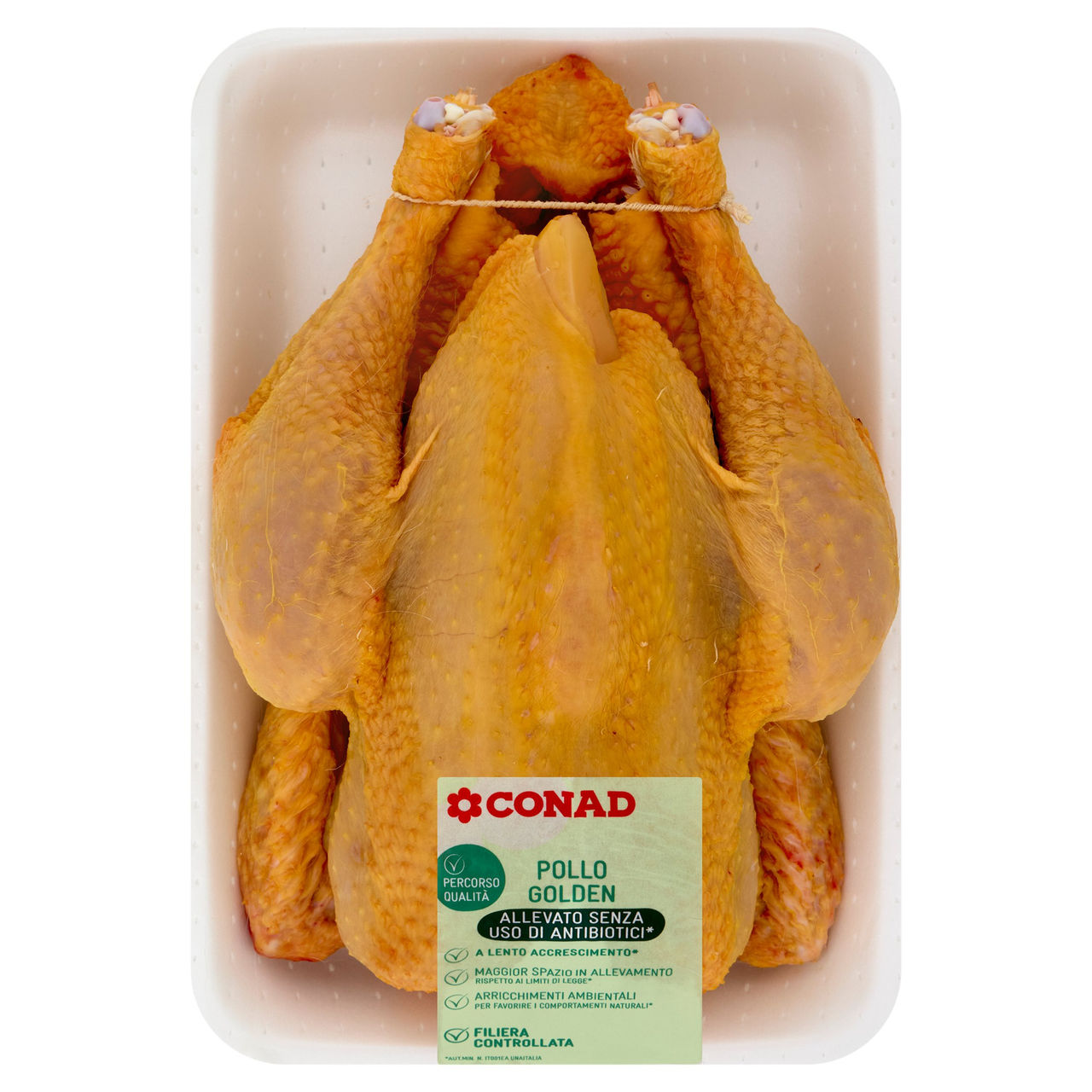 CONAD Percorso Qualità Pollo Golden Allevato Senza Uso Antibiotici* Pollo Maschio Busto Eviscerato