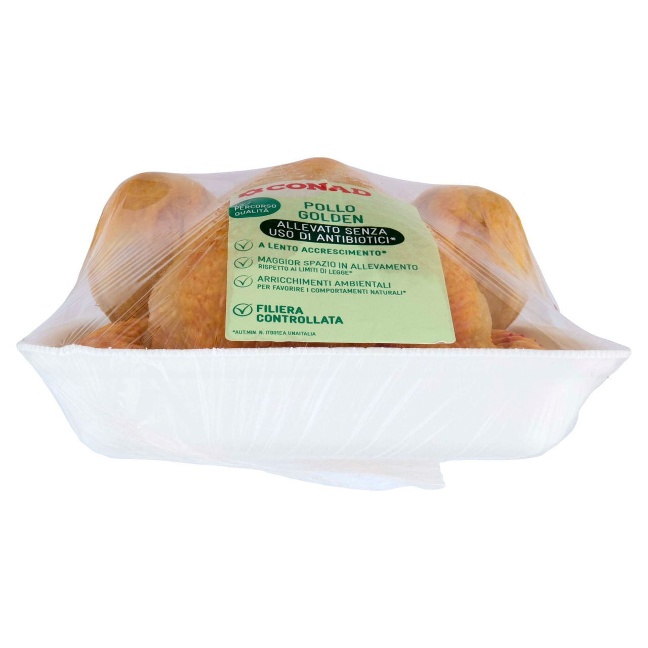 CONAD Percorso Qualità Pollo Golden Allevato Senza Uso Antibiotici* Pollo Maschio Busto Eviscerato