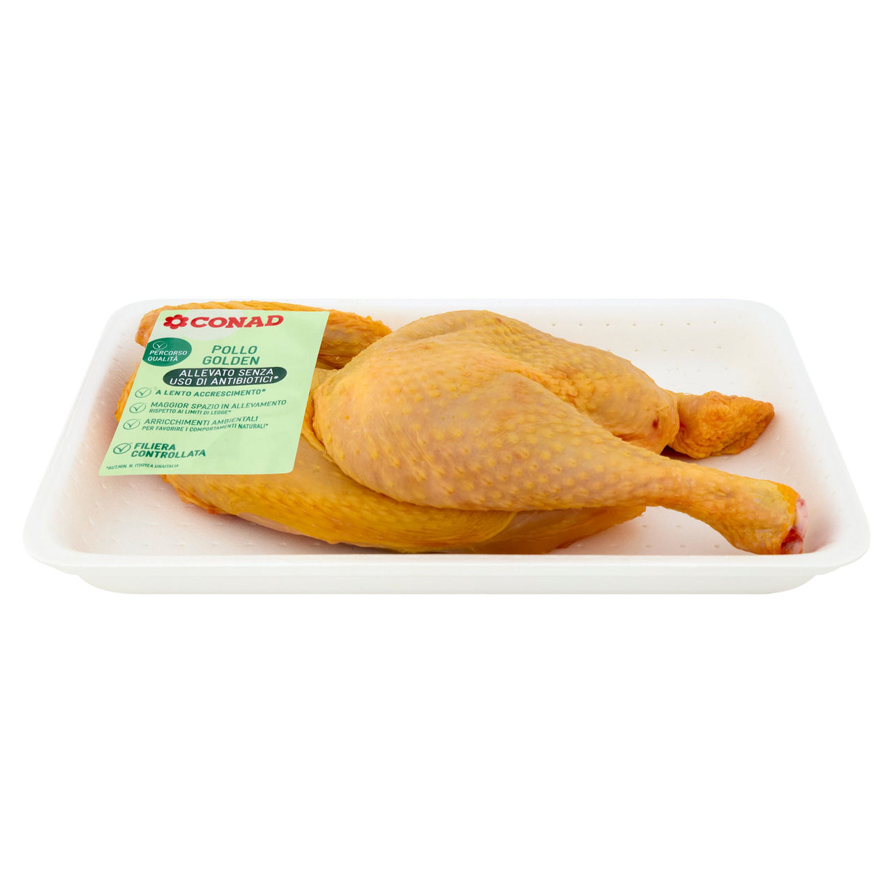 CONAD Percorso Qualità Pollo Golden Allevato Senza Uso di Antibiotici* Pollo Maschio a Metà