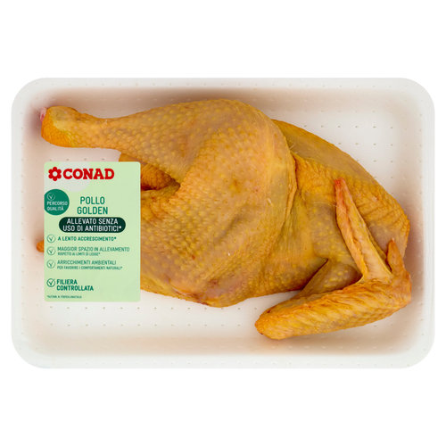 CONAD Percorso Qualità Pollo Golden Allevato Senza Uso di Antibiotici* Pollo Maschio a Metà