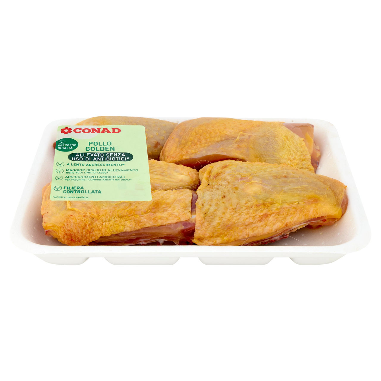 CONAD Percorso Qualità Pollo Golden Allevato Senza Uso di Antibiotici* Pollo Maschio a Metà in Parti