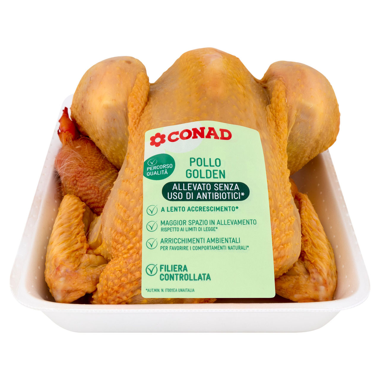 CONAD Percorso Qualità Pollo Golden Allevato Senza Uso di Antibiotici* Pollo Maschio Tradizionale