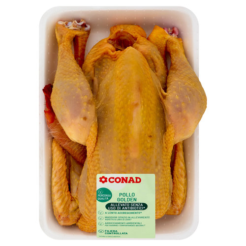 CONAD Percorso Qualità Pollo Golden Allevato Senza Uso di Antibiotici* Pollo Maschio Tradizionale