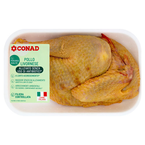 CONAD Percorso Qualità Pollo Livornese Allevato Senza Uso di Antibiotici* Pollo Maschio a Metà