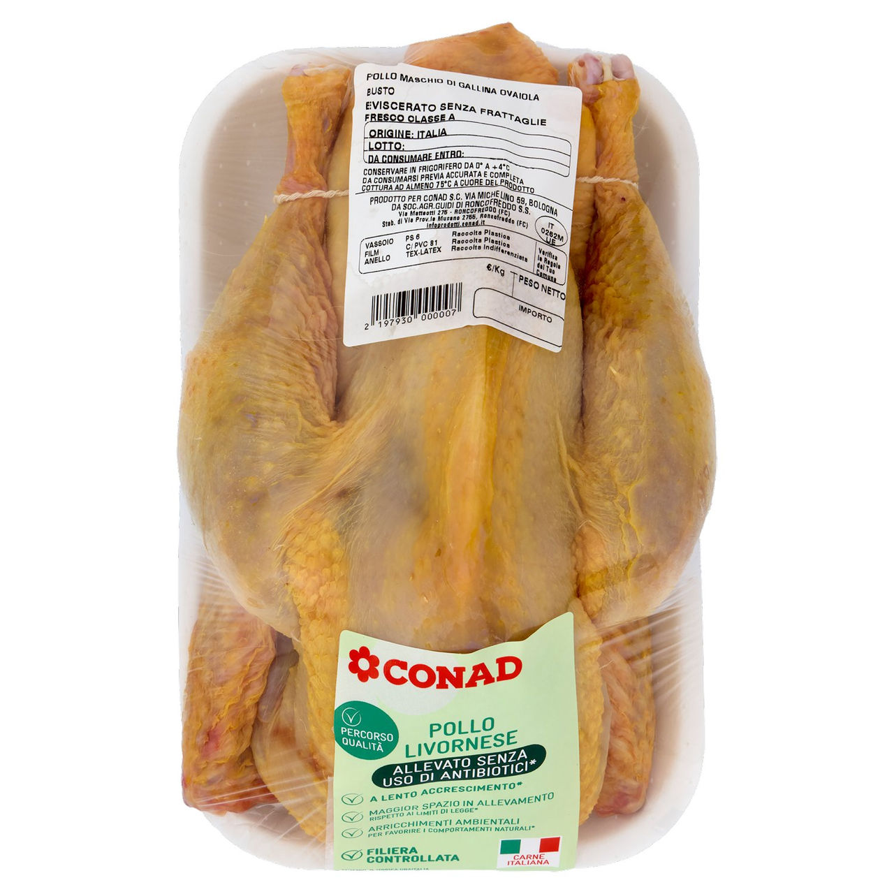 CONAD Percorso Qualità Pollo Livornese Allevato Senza Uso di Antibiotici* Pollo Maschio Busto